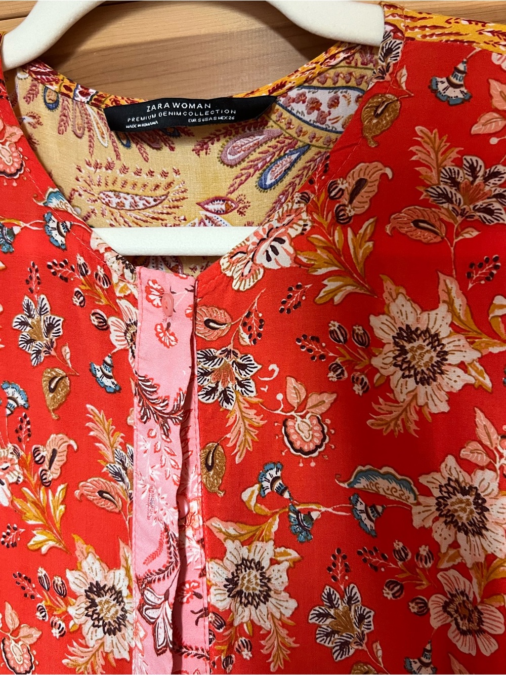 Zara Woman Red Floral Blouse